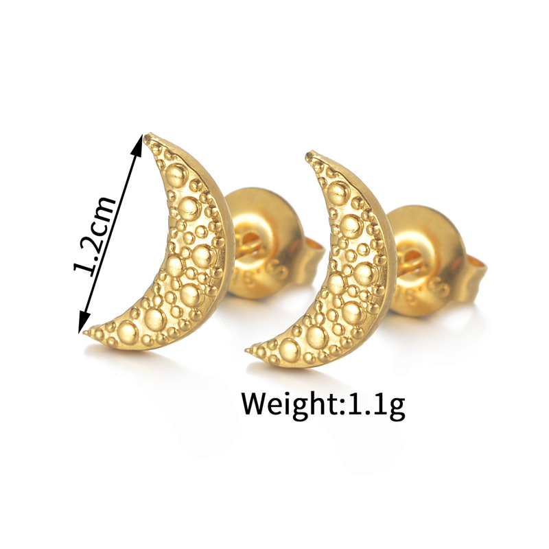 1 Pair Quantity PVD Coated Real Gold Plated 18K Gold Sun Moon 304 Stainless Steel Vintage Style Classic Style Waterproof Non Tarnish Small Stud Earrings