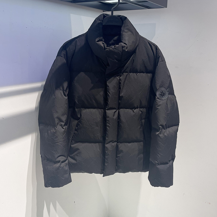 남성용 숏 다운 재킷 2025 신상 겨울 블랙 워크웨어 스타일 스탠드 칼라 캐주얼 두꺼운 오리털 패딩 재킷 트렌디