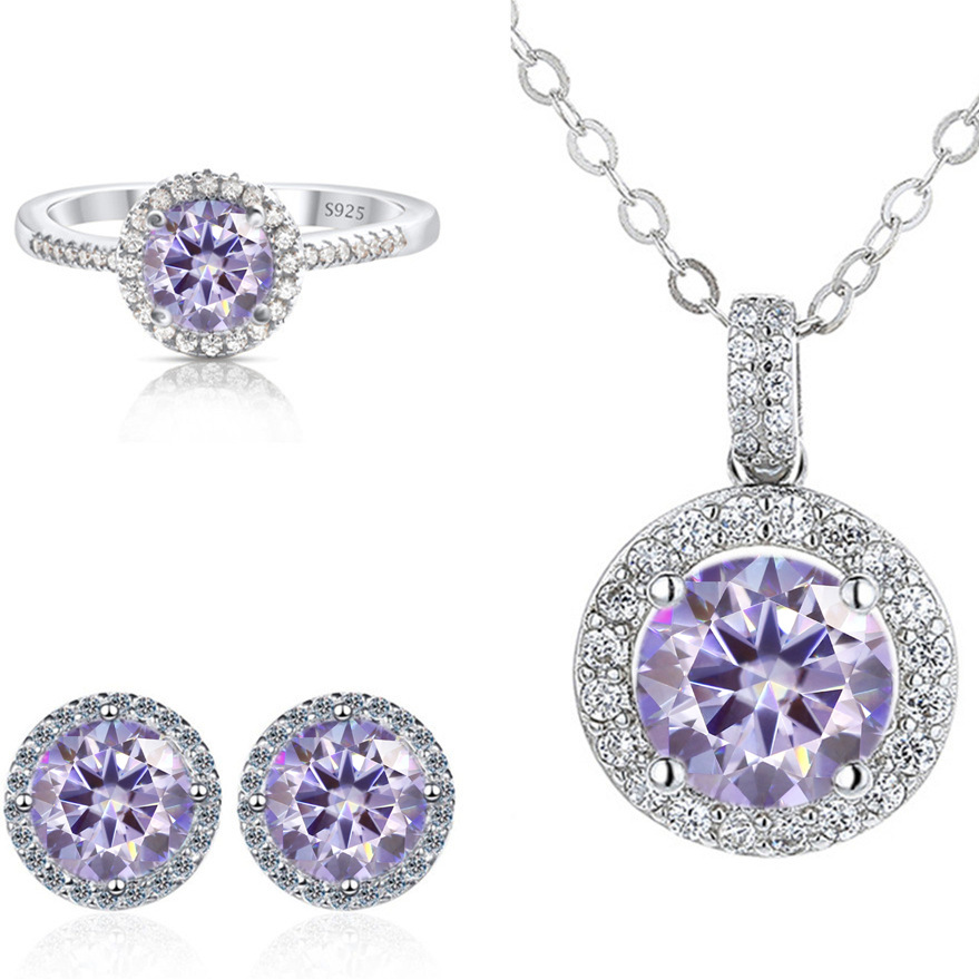 Color Moissanite set pendientes collar conjunto de anillos S925 plata esterlina cinturón certificado GRA especialización transfronteriza