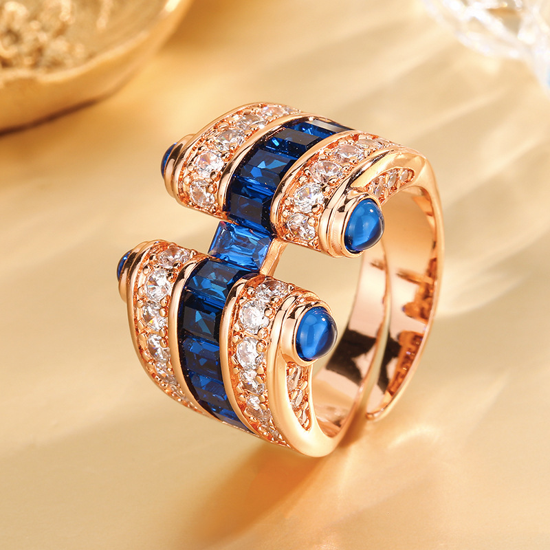 Französischer Retro Ring Mit Saphir Und Rubin Vergoldet_voghion.com
