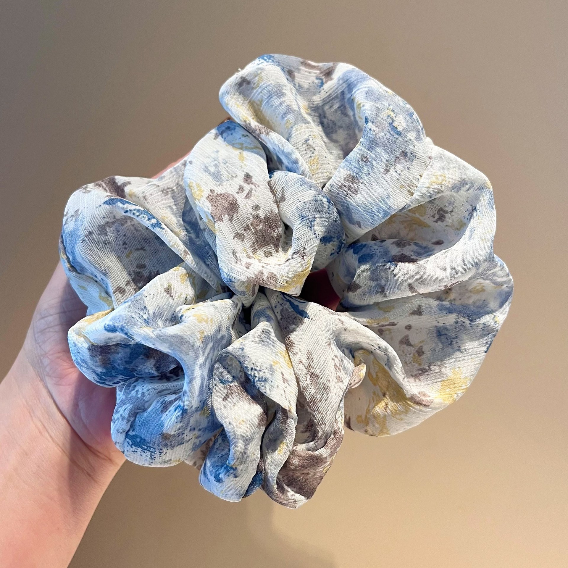 Mori tela vintage hilo salchicha anillo primavera y verano francés elegante 2023 nueva playa señora pintura al óleo estilo de impresión accesorios para el cabello