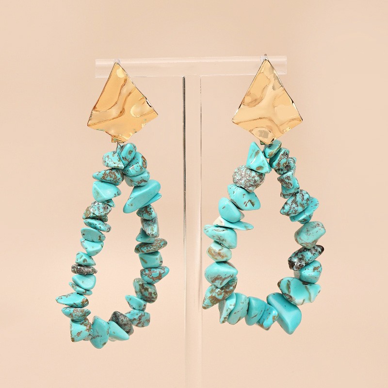 1 Pair Bohemian Irregular Beaded Plating Stone Drop Earrings display picture 2