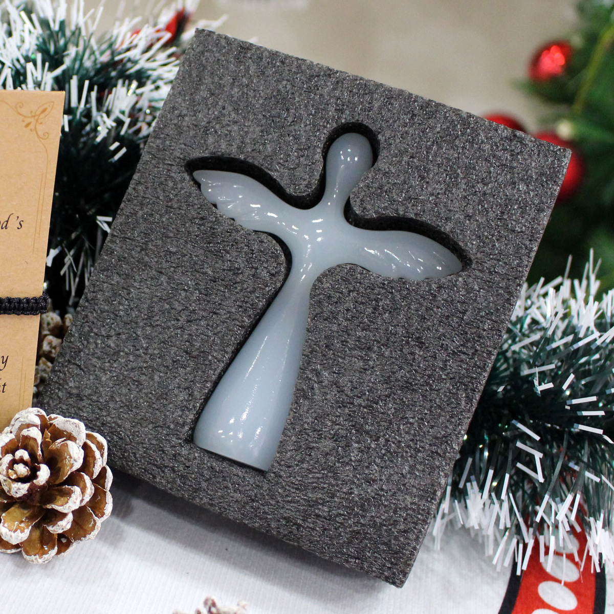  Halloween Christmas Prayer Supplies Resin Angel Handheld Transparent Angel Prayer Cross 