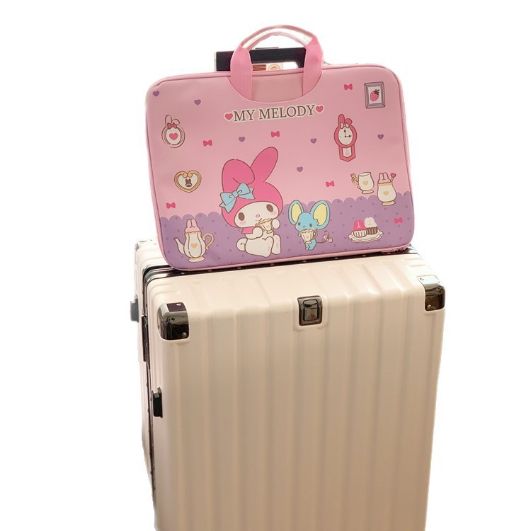Bolso de computadora portátil de 16 pulgadas de gran tamaño, bolso de tableta iPad de dibujos animados, maletín de maleta enchufable