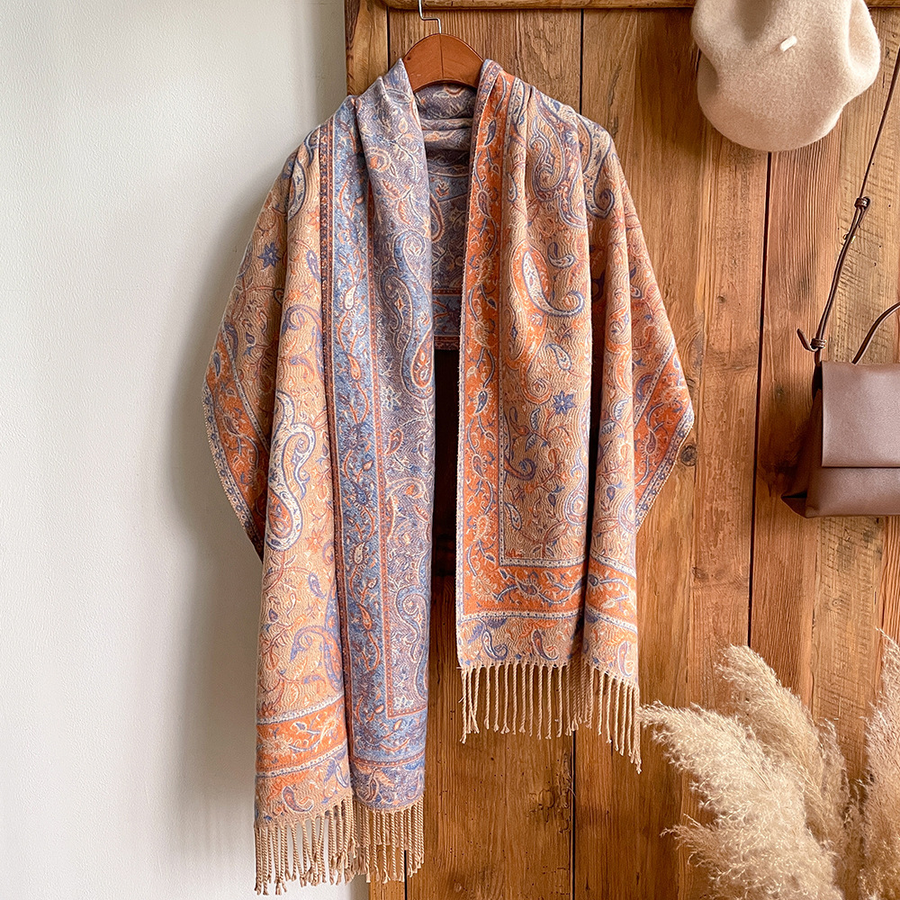 2023 Yunnan Tíbet viaje desgaste gran capa de otoño e invierno cálido bufanda fotografía desgaste exterior larga borla bufanda para las mujeres