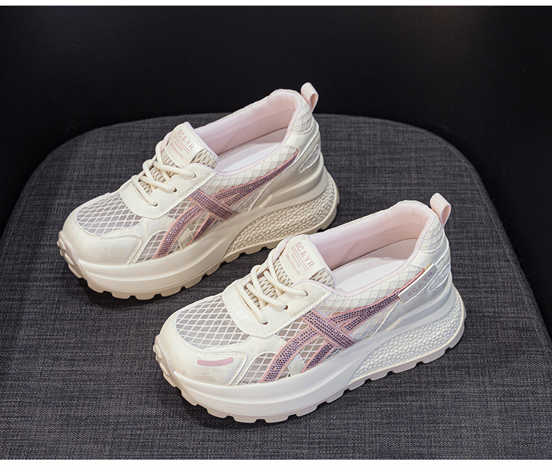 Giày sneaker nữ đế dày phong cách Hàn Quốc, thoáng khí, đế dày 3 cm — Hồng 5092, Trắng 5092 chi tiết 21