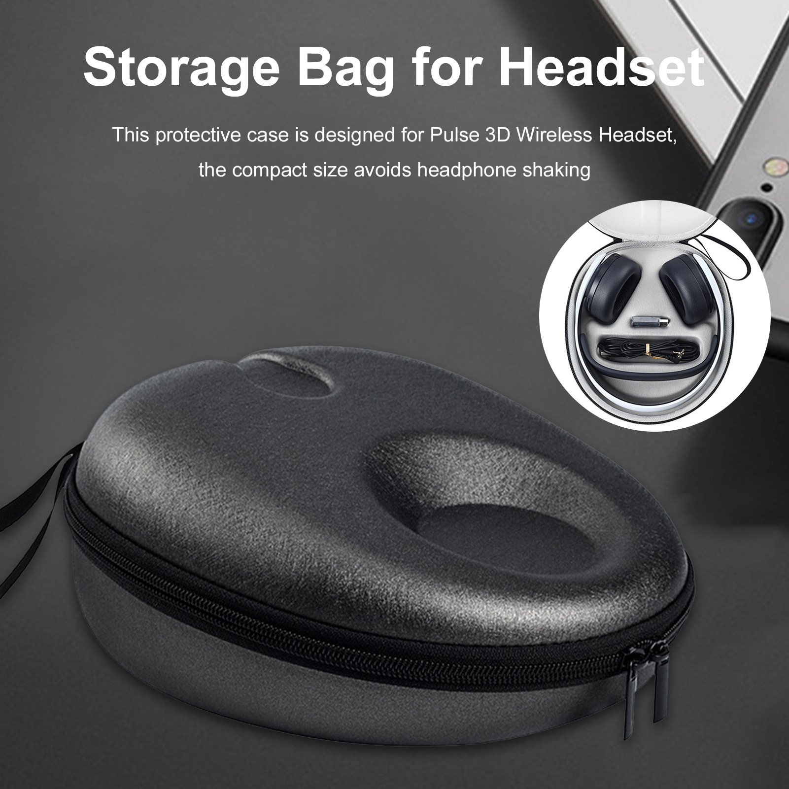 Suitable for Sony PS5 PULSE 3D Wireless Bluetooth Headphones Portable Storage Case EVA Shockproof Storage Bag
