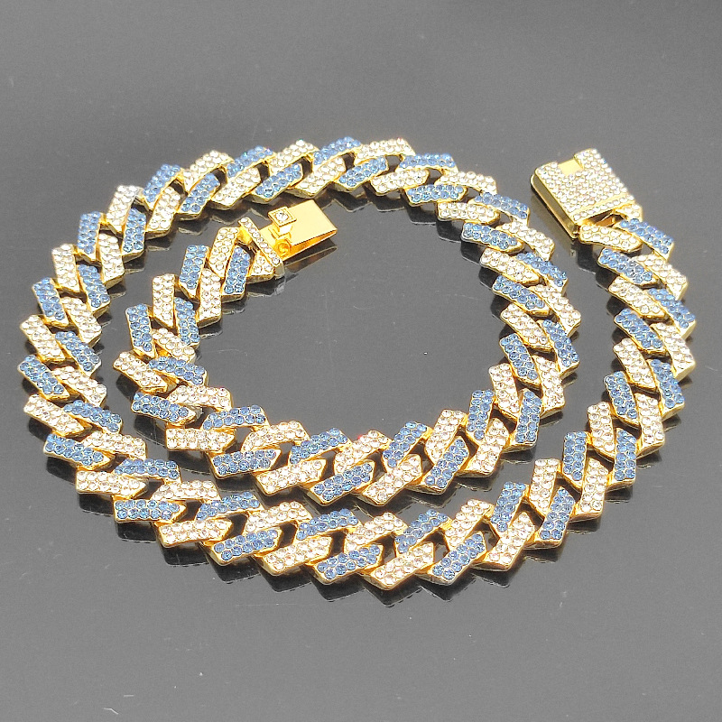 15-mm-Schnalle mit Volldiamant und Premium-Hip-Hop-Halskette, Herren-Accessoires, kubanische Kette_voghion.com