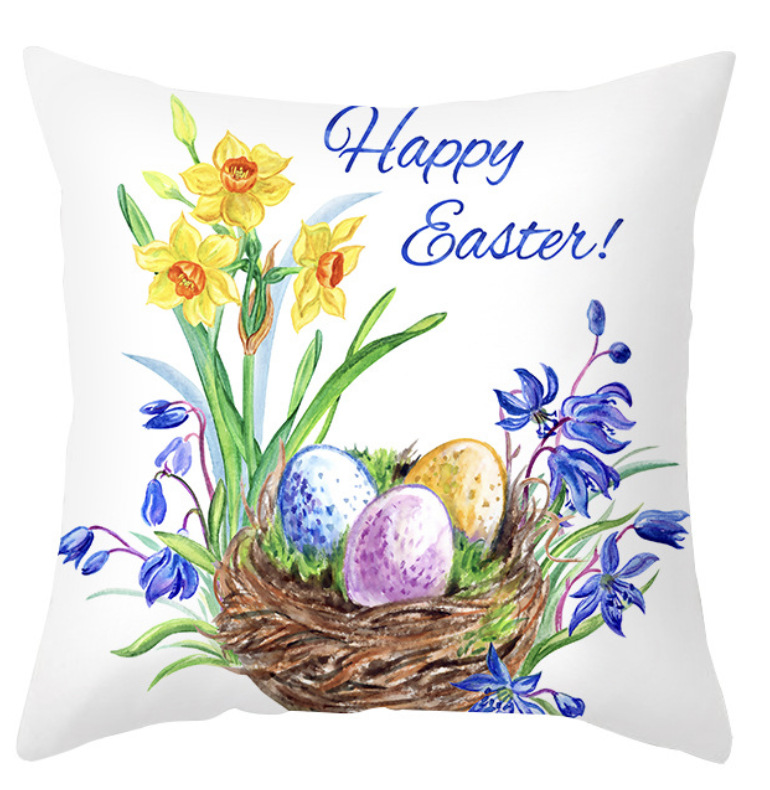 Amazon lino transfronterizo corto peluche conejo de Pascua acuarela guirlandas decorativas para el hogar almohadilla de almohada