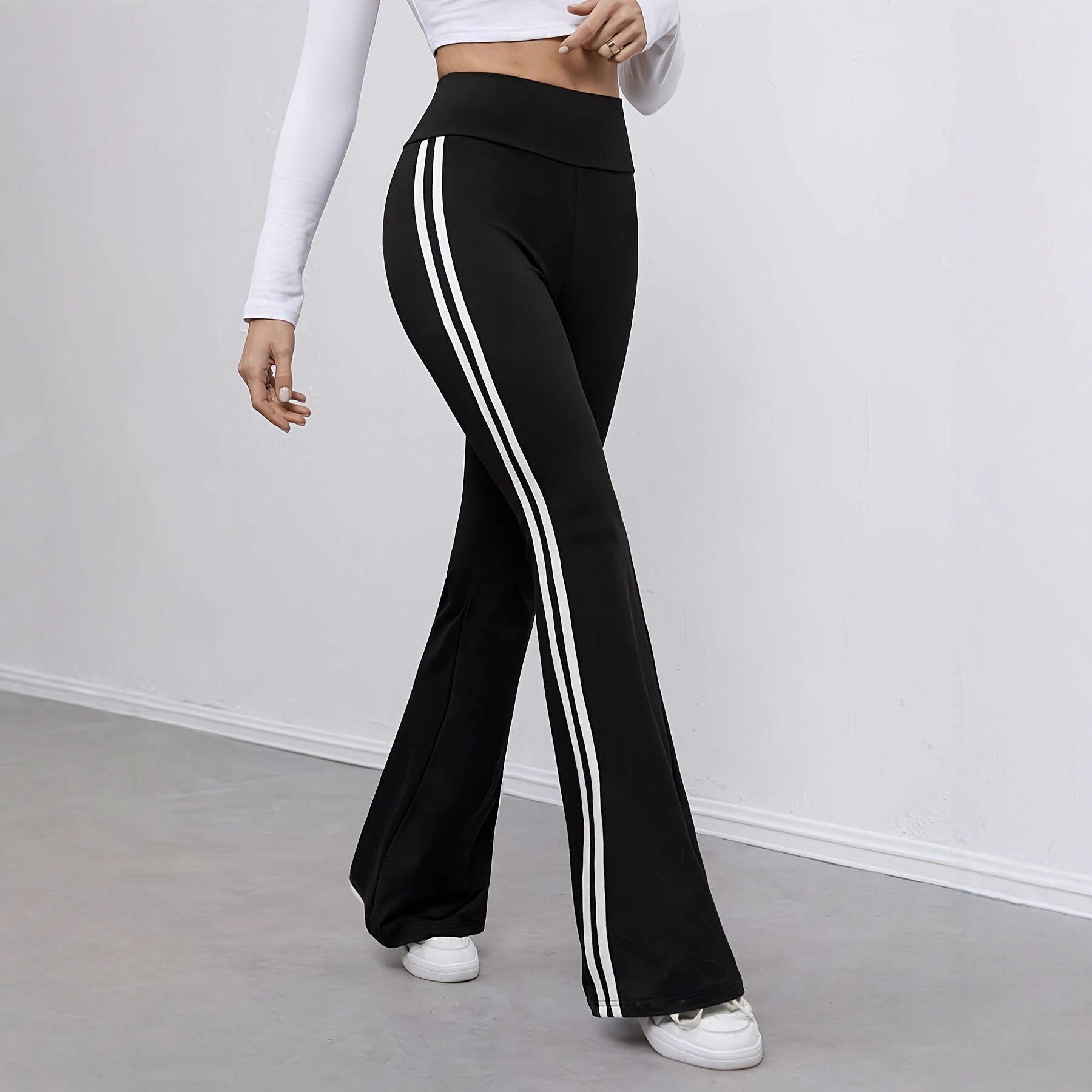 Amazon Cross-Border Women's High-Waisted Wide-Leg Casual Pants Summer New Straight Slim American Style Bootcut Trousers