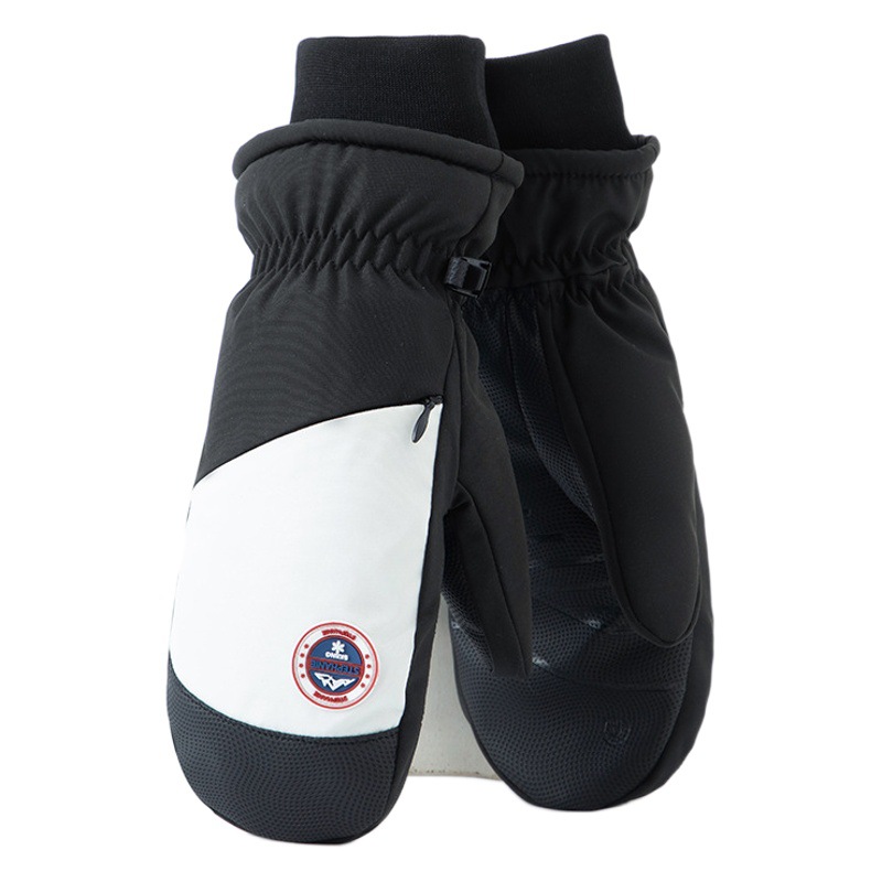 Guantes de esquí de una sola tabla para hombres y mujeres impermeables engrosados cálidos interiores de cinco dedos pantalla táctil de mapache guantes de otoño e invierno