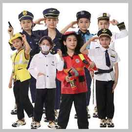 万圣节消防服儿童节服装 警察律师飞行员医生工人儿童角色扮演服