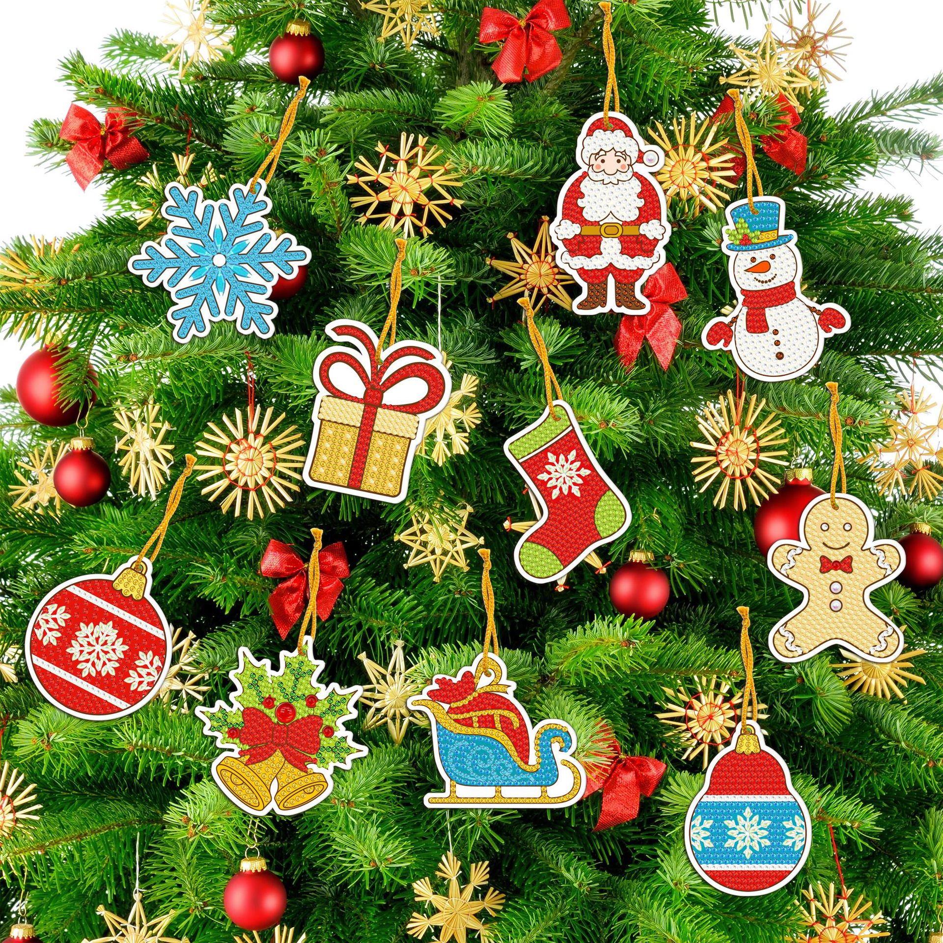 Accesorios para pintura de diamantes, adornos colgantes DIY, decoraciones navideñas, pegatinas decorativas de papel con diamantes de imitación 5D, se pueden distribuir.