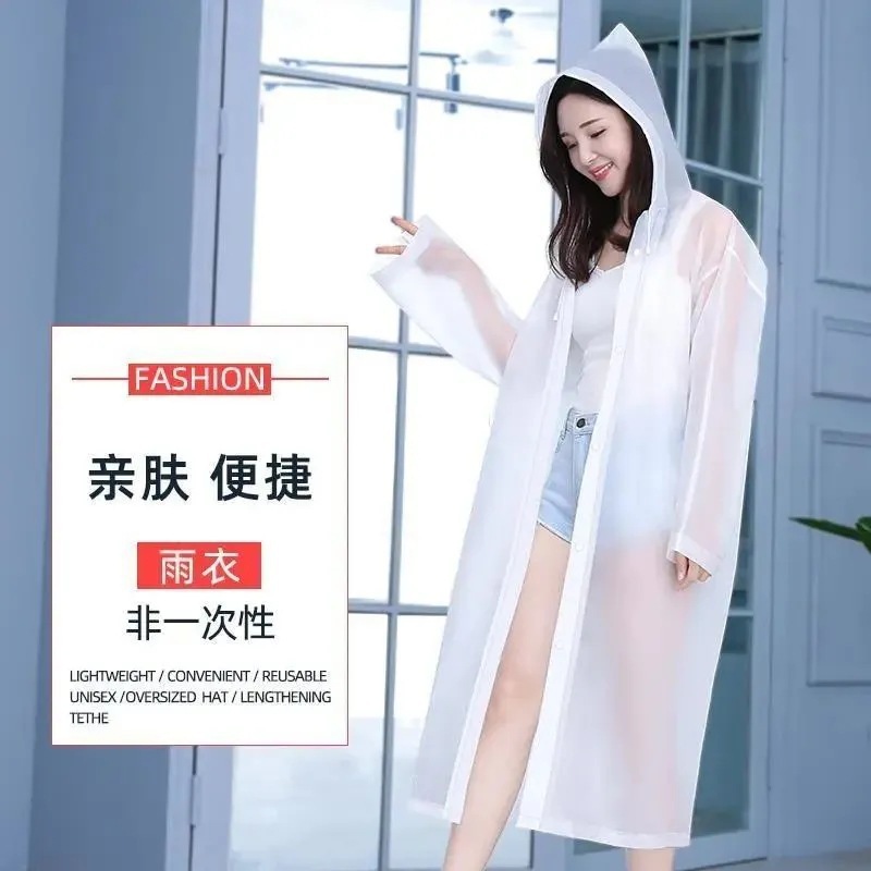 Impermeable eva no desechable engrosado, portátil para adultos, hombres y mujeres, al aire libre, impermeable, cuerpo largo, grueso