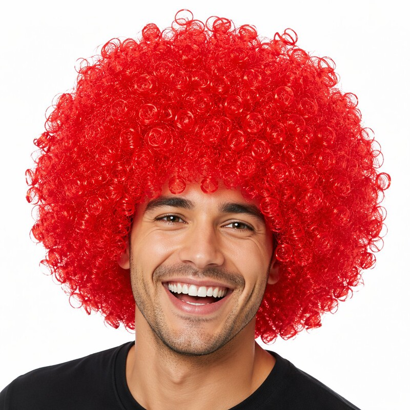 Red afro wig, short curly hair, party clown funny headgear, performance prop, colorful wig Red afro wig, short curly hair, party clown funny headgear, performance prop, colorful wig