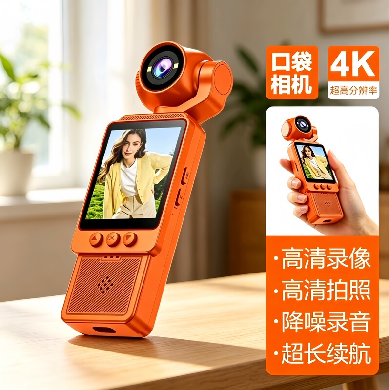 High-definition pocket sports camera with screen, anti-shake shooting, mini camera, gimbal camera, infrared night vision