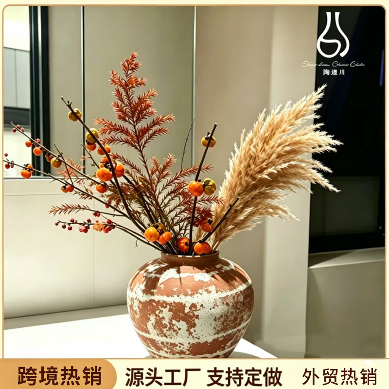 Retro Artistic Creative Handmade Coarse Pottery Ceramic Vase Home Decoration Flower Arrangement Living Room Ornament Handmade Retro Artistic Creative Handmade Coarse Pottery Ceramic Vase Home Decoration Flower Arrangement Living Room Ornament Handmade