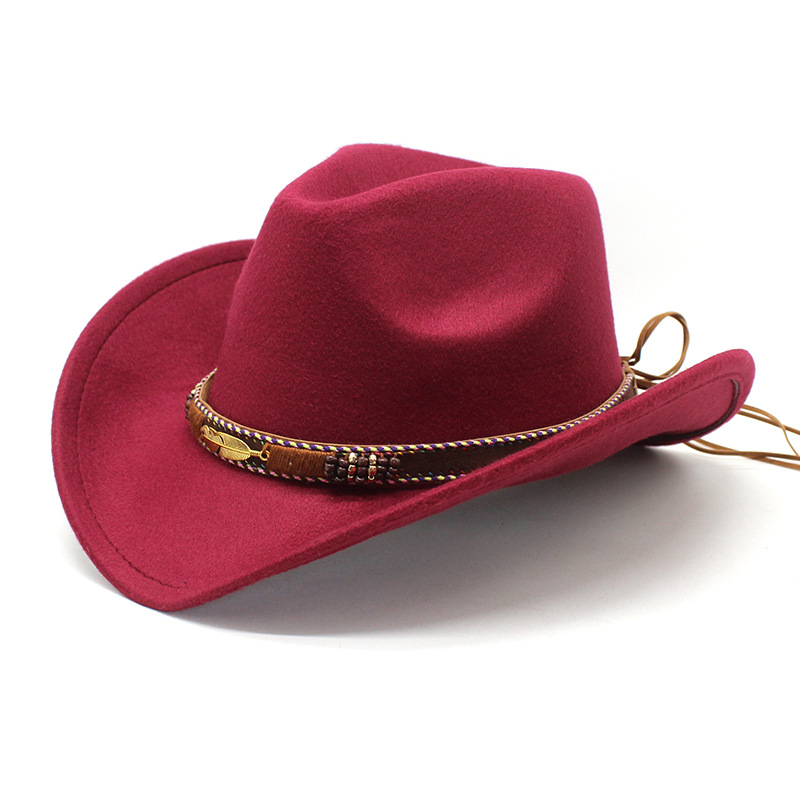 Unisex Retro Cowboy Style Solid Color Flat Eaves Fedora Hat display picture 5