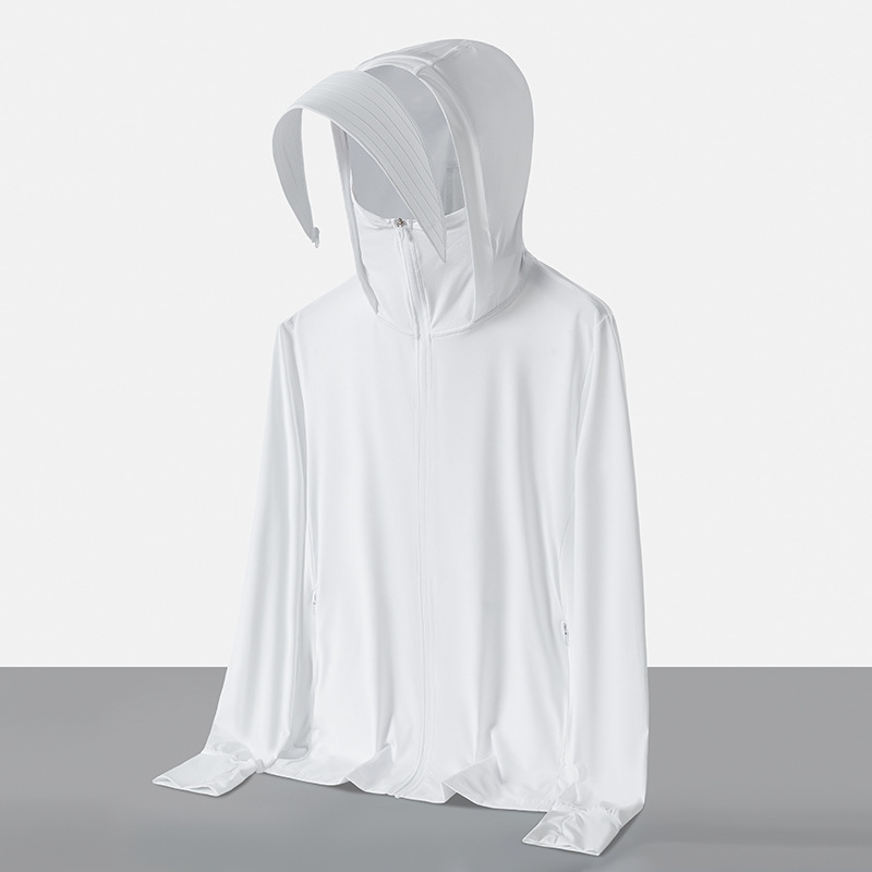 Hombre y mujer desmontables chaqueta protector solar hielo anti-UV al aire libre chaqueta de piel logotipo impresa