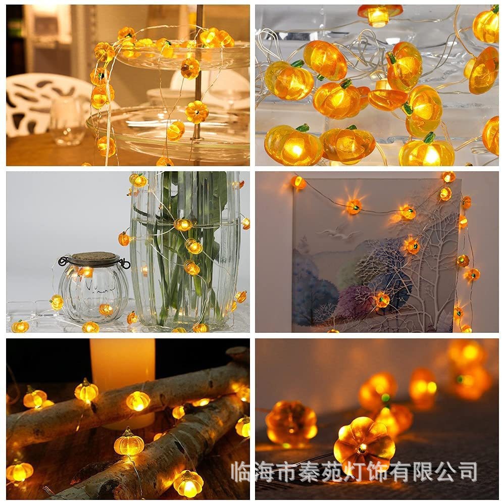 Guirnalda de Luces LED 3D con Forma de Calabaza para Halloween, Decoración de Interiores y Exteriores, Luces Decorativas para el Día de Acción de Gracias