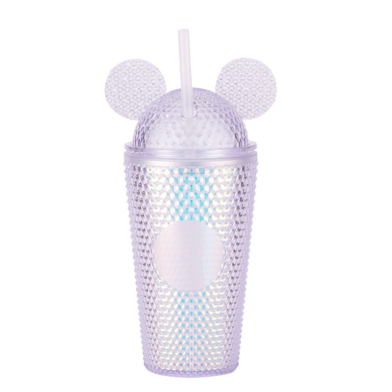 Nuevo estilo transfronterizo taza de agua para orejas de gato taza de paja para niños niños y niñas jardín de infantes bebé escuela primaria deportes botella de agua portátil