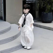 男童新中式唐装夏装童装新款儿童中国风汉服小孩宝宝薄款衬衫套装