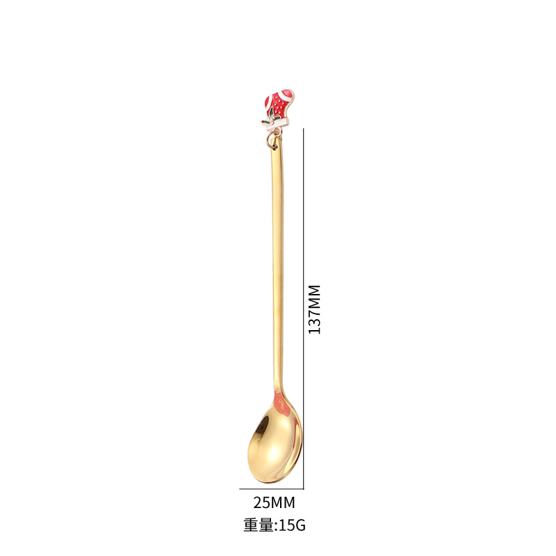 Productos transfronterizos cubiertos de acero inoxidable regalos de Navidad cucharas y tenedores juegos de postre cucharas de café mezclar Navidad colchones