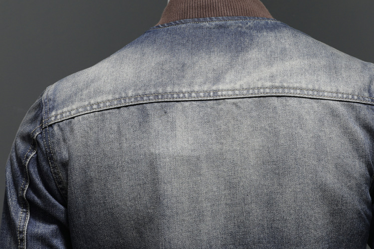 Stylish Retro Men's Denim Jacket Stand Collar Motorcycle Style_voghion.com