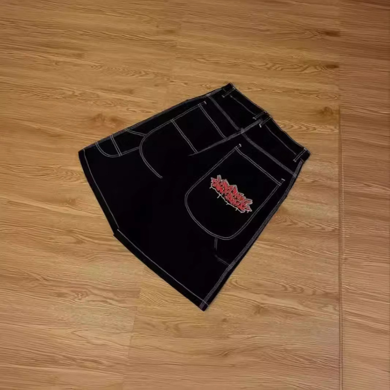 New JNCO American Style Fashion Brand Street Hip Hop Denim Shorts Men's Fashionable Casual All-match Denim Shorts