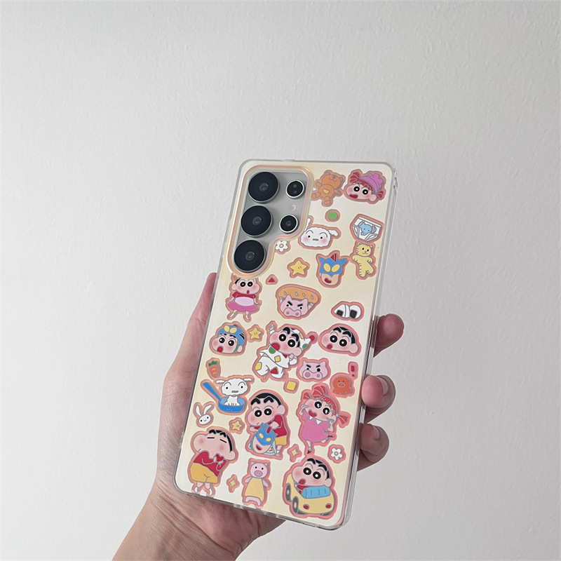 日本と韓国の漫画フルスクリーン Xiaoxin Samsung S25Ultra レーザーケース Samsung S24+/S23plus 携帯電話ケースに適しています|undefined