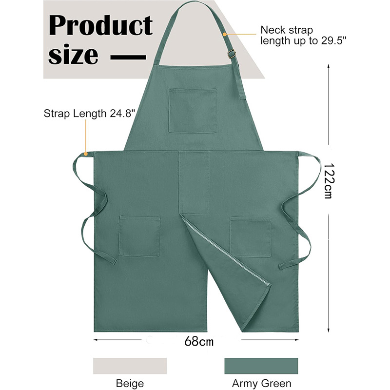 Amazon agua a prueba de aceite de poliéster lona delantal logo personalizado cerámica florista peluquería delantal de ropa de trabajo
