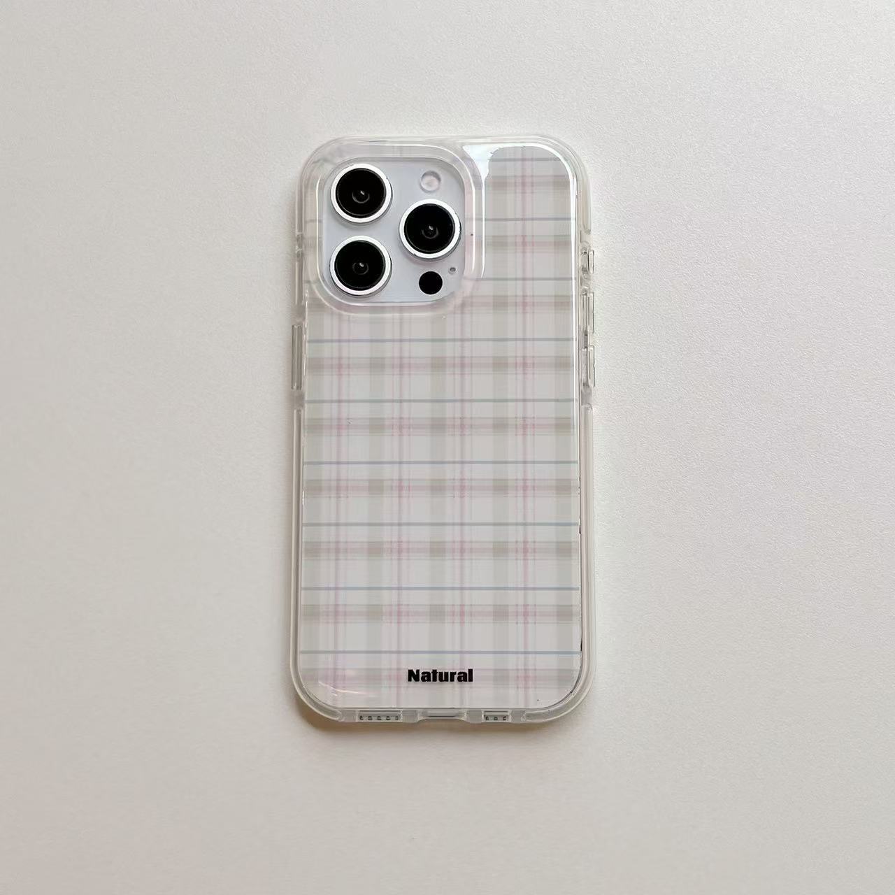 Estilo coreano a cuadros en contraste para iPhone16 funda para teléfono móvil 15ProMax simple 14/13 pareja 16ProMax