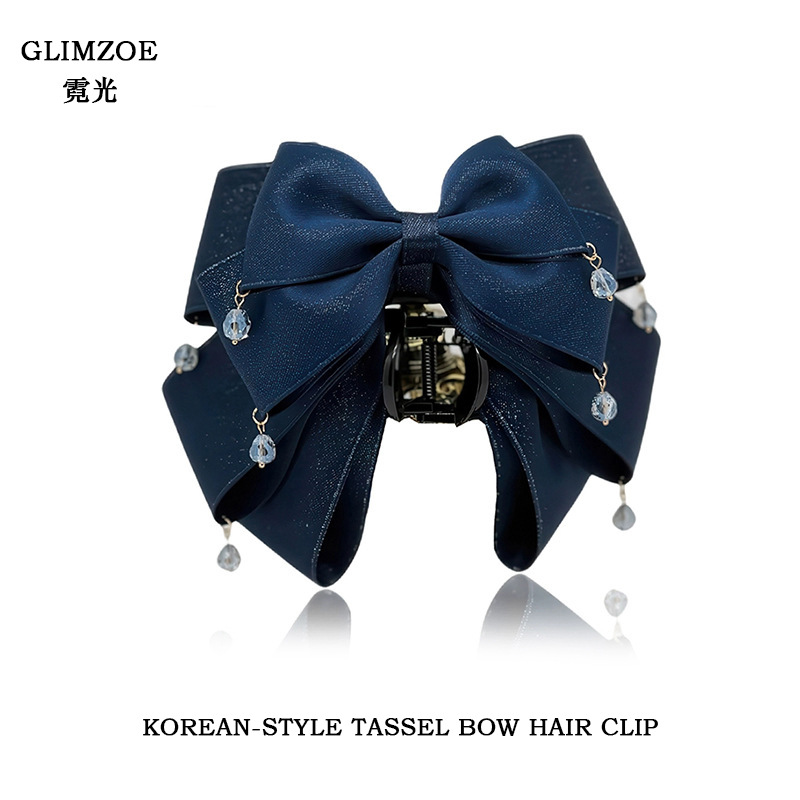 Korean Style Tassel Pendant Bow Hair Clip, High-End and Exquisite Claw Clip, Beautiful Shark Clip, Women's New Year Hair Accessory