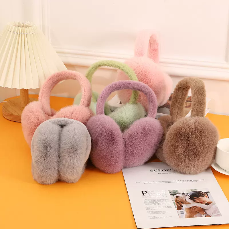 跨境毛绒保暖耳套可折叠舒适韩版纯色护耳防冻男女情侣款耳罩批发