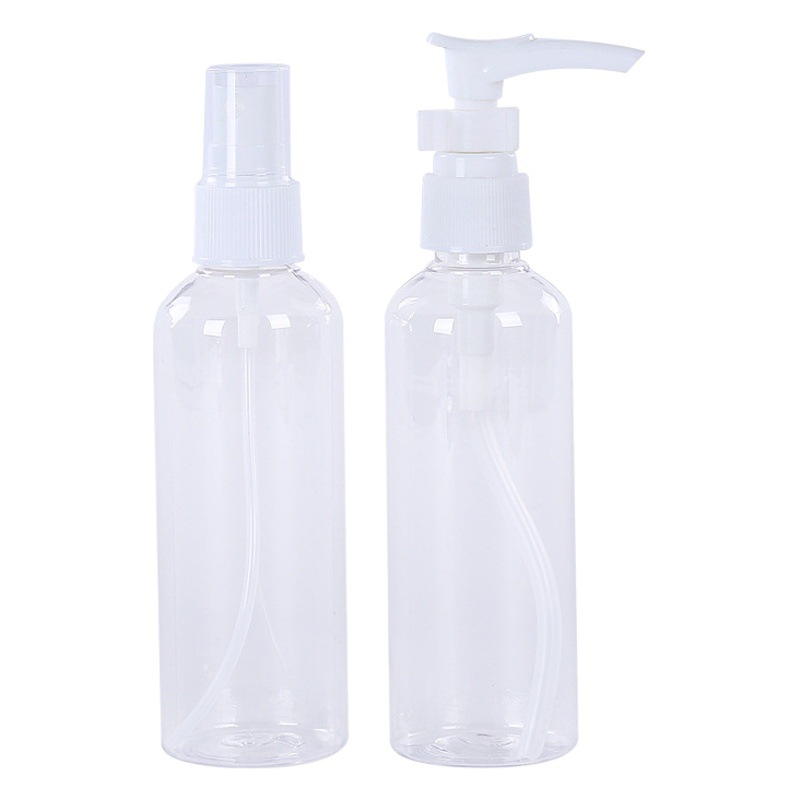Wholesale push type lotion bottle PET transparent plastic travel portable shampoo essence liquid foundation divided into bottles