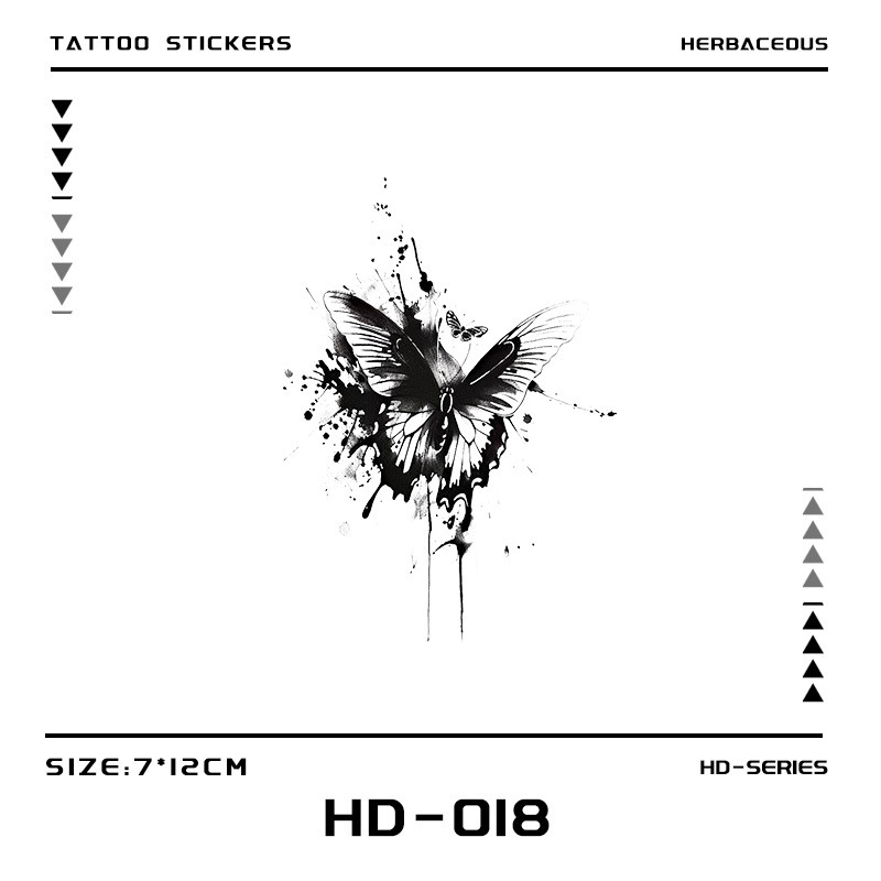 Butterfly Aesthetic Herbal Tattoo Stickers Waterproof and Sweat-Proof Long-Lasting Semi-Permanent Splash Ink Tattoo for Men and Women Simulated Tattoo on Arms and Legs