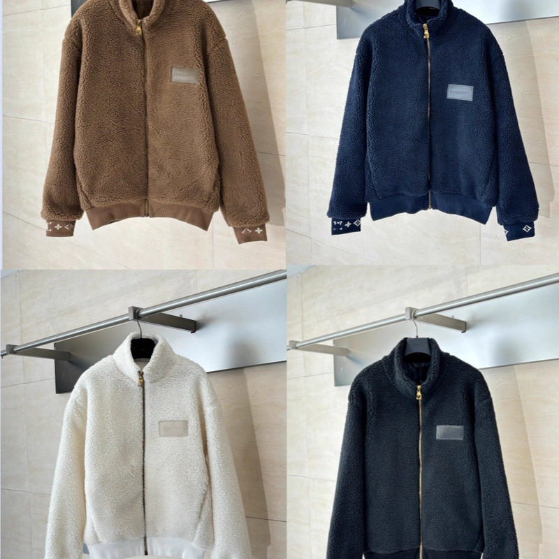 Correct Version of Lv's 25 New Trendy Brand Suede Teddy Lamb Wool Cinched Waist Jacket for Men and Women, Casual Loose-Fitting Outerwear