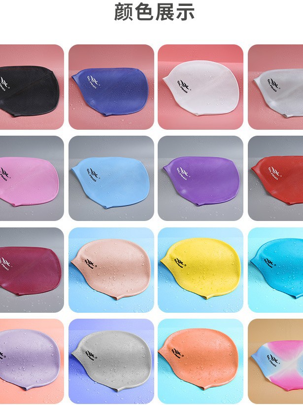 Gorro de baño de silicona personalizado ligero Gorro de baño impermeable más texto LOGOTIPO Gorro de baño de color para hombres y mujeres para adultos al por mayor