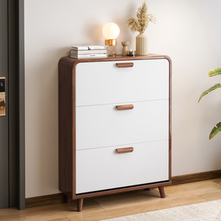 Ultra-thin flip shoe cabinet home entrance cabinet solid wood storage space-saving small apartment simple shoe rack