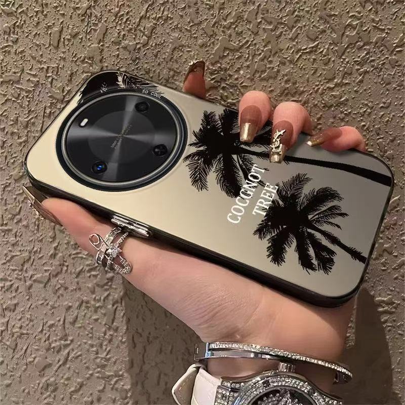 Coconut Tree Suitable for Huawei Enjoy 70X Mobile Phone Case High-Looking Couple Model High-End Maple Leaf Accessible Luxury Right-Angle Color Silver