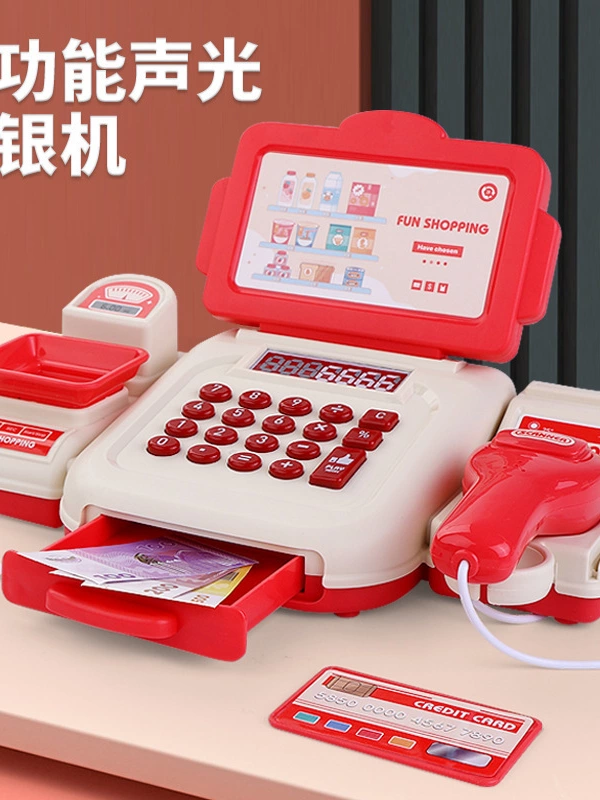 Игрушечный супермаркет с кассовым аппаратом для ролевых игр, детская модель магазина с функцией оплаты картой и сканированием