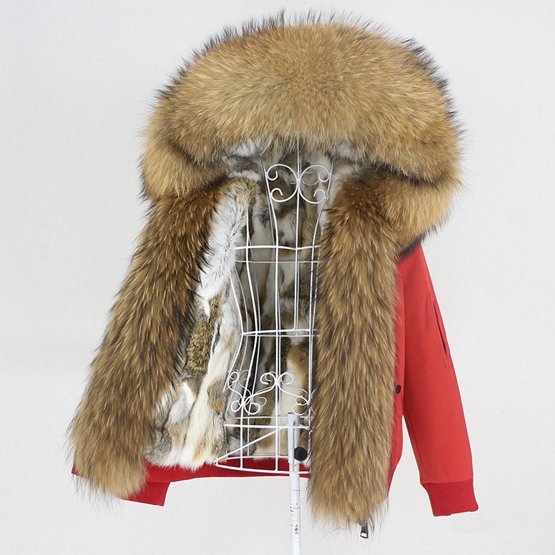 Îmbrăcăminte pentru femei, stil nou, parka cu căptușeală din blană de iepure îngroșată, detașabilă, guler din blană de vulpe reală, jachetă de blană pentru femei_voghion.com