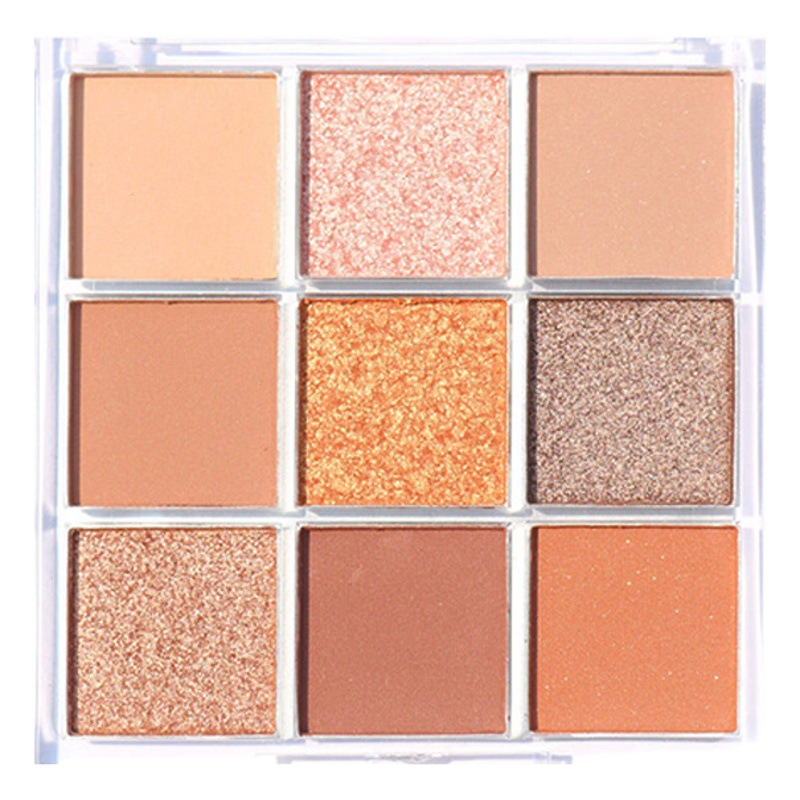 9-Color Starry Sky Eyeshadow Palette, Nine-Color Eyeshadow, Pumpkin Color, Orange Brown, Earthy Shimmer, Pearlescent Matte, Waterproof