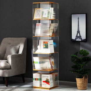 Household Simple Bookcase Rotating Bookshelf Floor-Standing Multi-Layer Integrated Wall Storage Rack Children's Reading Area Living Room