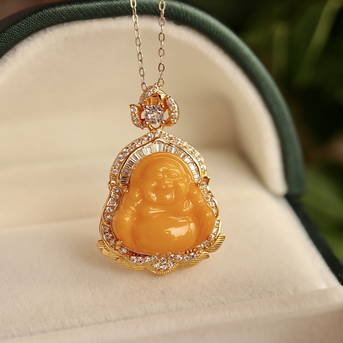 Натуральный старый воск медовый воск янтарный кулон Майтрейя Будды S925 серебро с покрытием 18-каратного золотого медного ожерелья