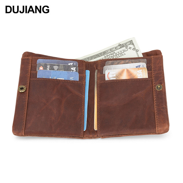 retro short leather wallet