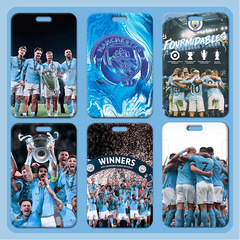 曼城冠軍卡套批發塑料滑蓋學生校牌飯卡胸牌小卡通工作證卡套門禁