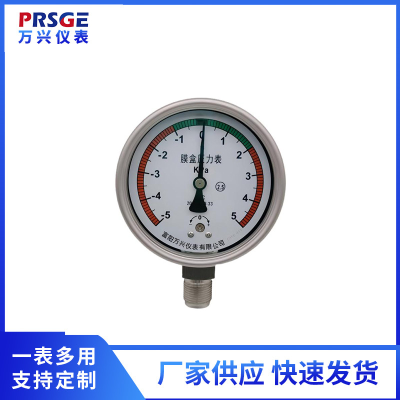厂家供应新款径向压力表   YE100BF不锈钢膜盒压力表