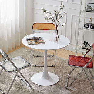 Round Table Simple Tulip White Casual Negotiation Table Coffee Milk Tea Shop Dining Table Nordic Balcony Small Round Zheng