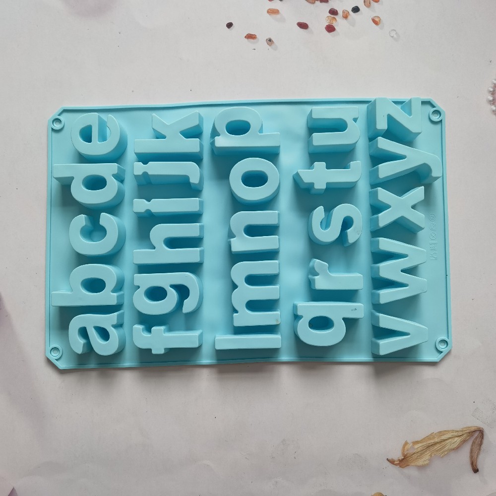 26 letras inglesas minúsculas 301 molde de silicona pudín molde de postre decoración de pastel de cocina para hornear